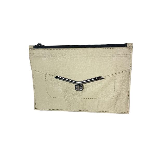 Botkier Valentina Flap Leather Clutch with Card Holder Beige Color MSRP: $88.00 - Picture 2 of 10